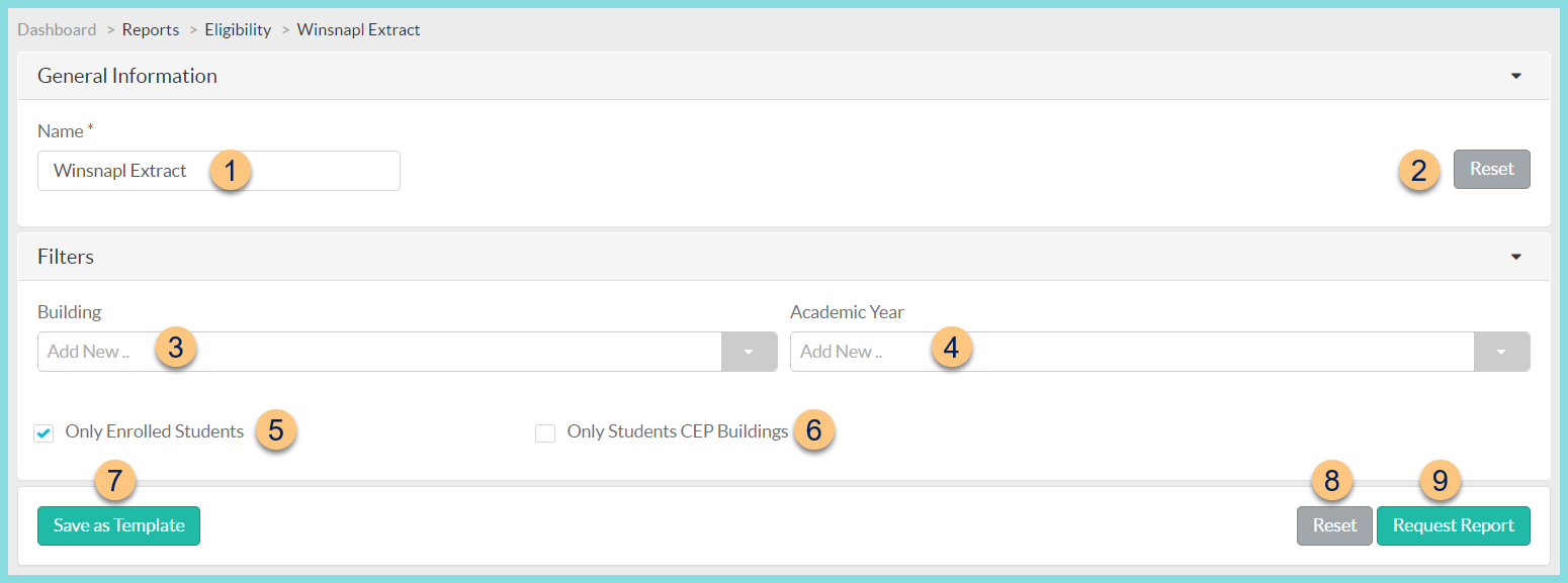 A screenshot of the Winsnapl extract configuration as described on this page.